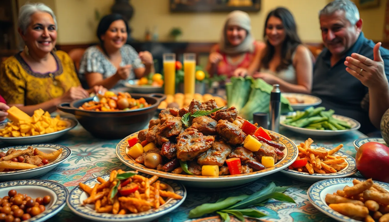 Un plat tunisien coloré et épicé, servi dans un plat traditionnel en terre cuite