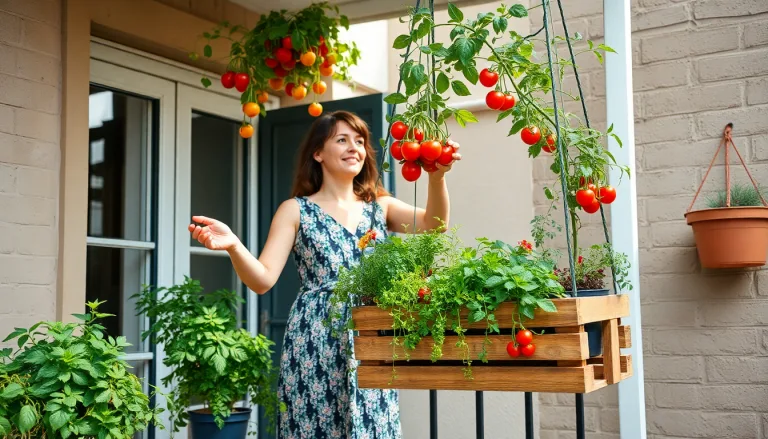 Balcon fleuri transformé en potager vertical avec des plantes comestibles.