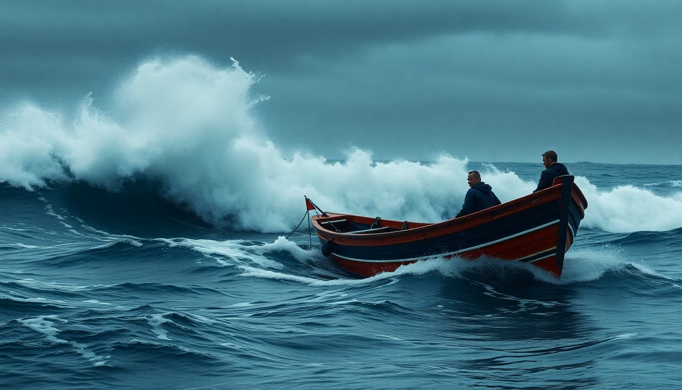 Vagues agitées avec des courants forts près d'une côte rocheuse