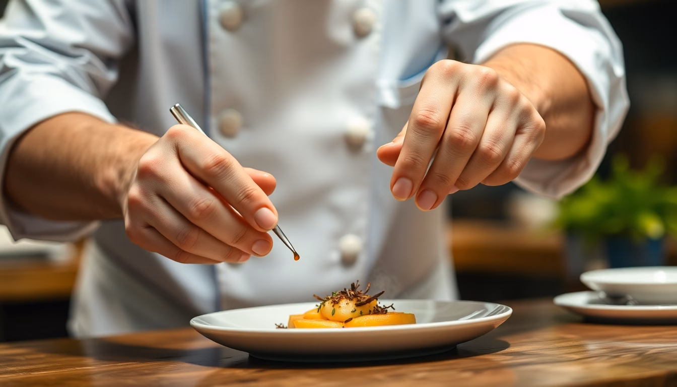 Chef expliquant une technique de cuisine