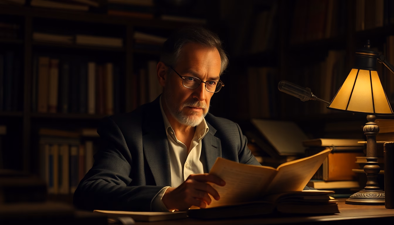 Photo de Xavier Durringer dans un cadre littéraire