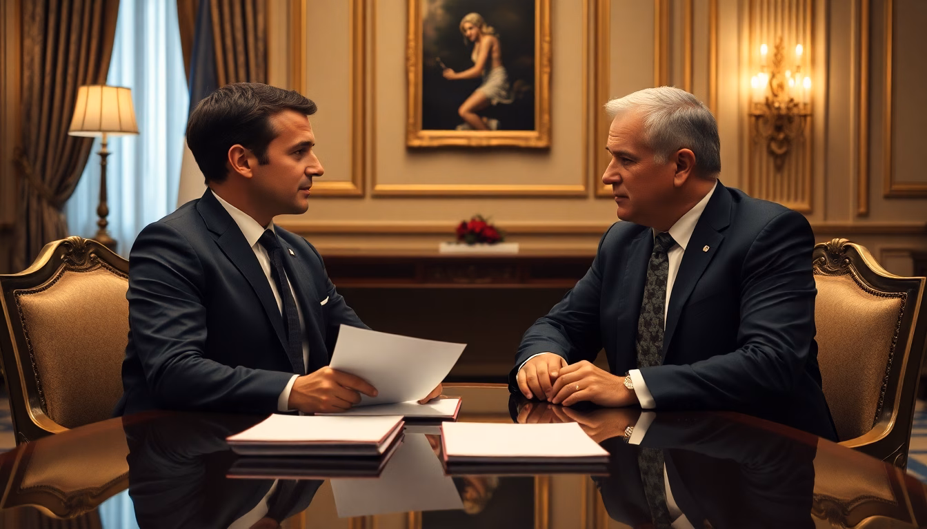 Photo d'Emmanuel Macron et Sébastien Lecornu lors d'un événement officiel.