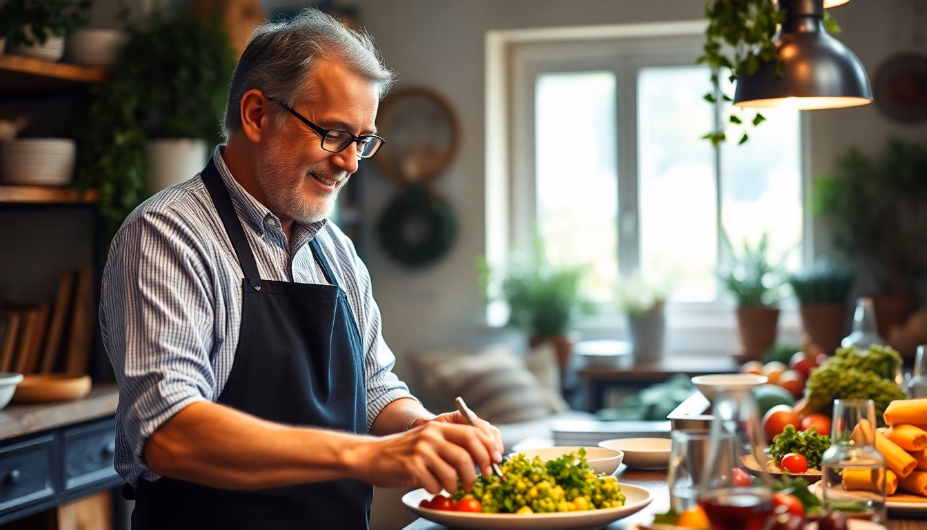 Chef cuisinier présentant un plat gourmand