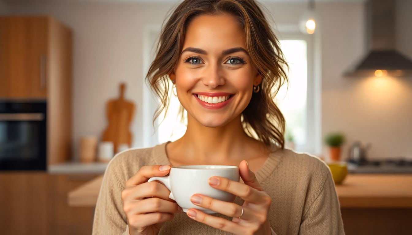 Tasse de café fumante avec éclaboussures dorées