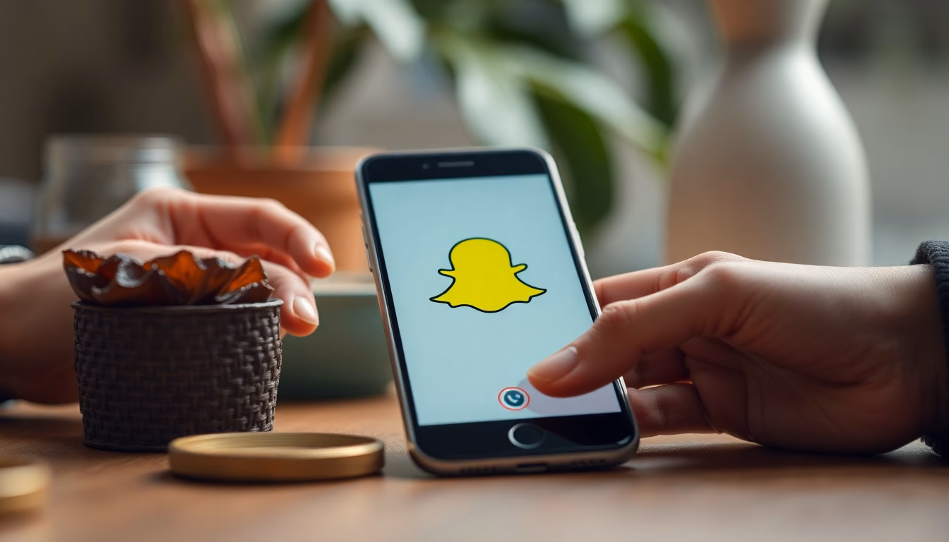 Personne regardant téléphone avec Snapchat panne