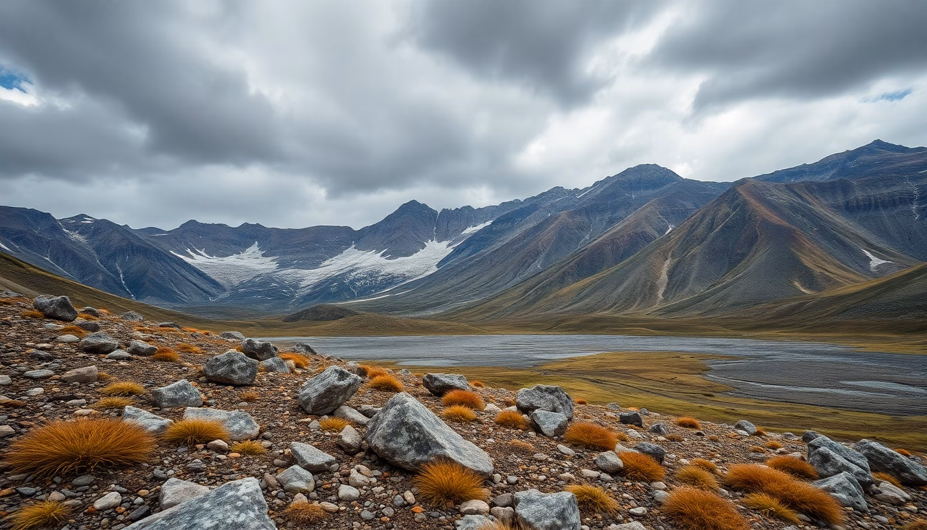 Paysage de montagne enneigé en Terre de Feu