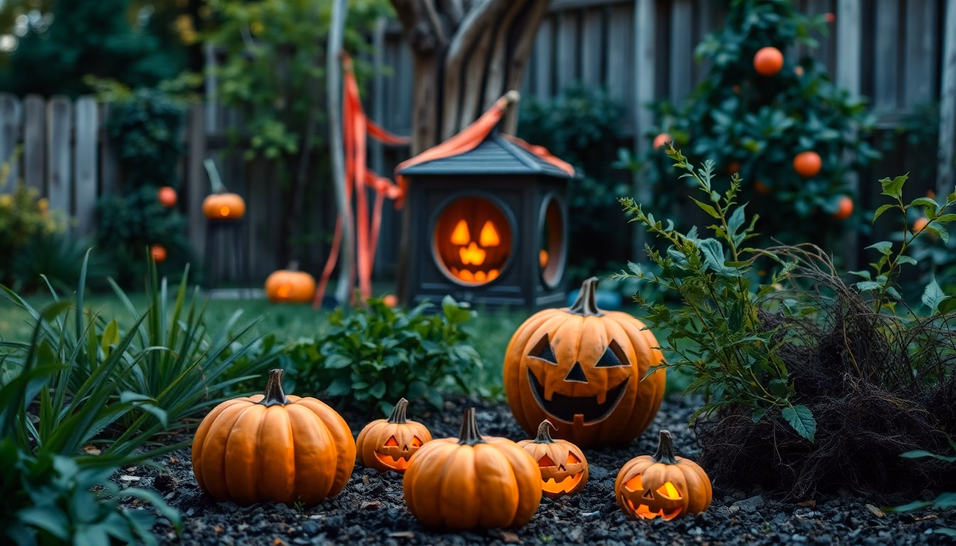 jardin décoré pour Halloween