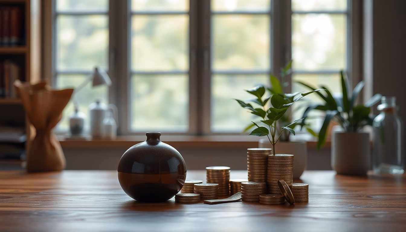 Main plaçant des pièces dans une tirelire en forme de maison
