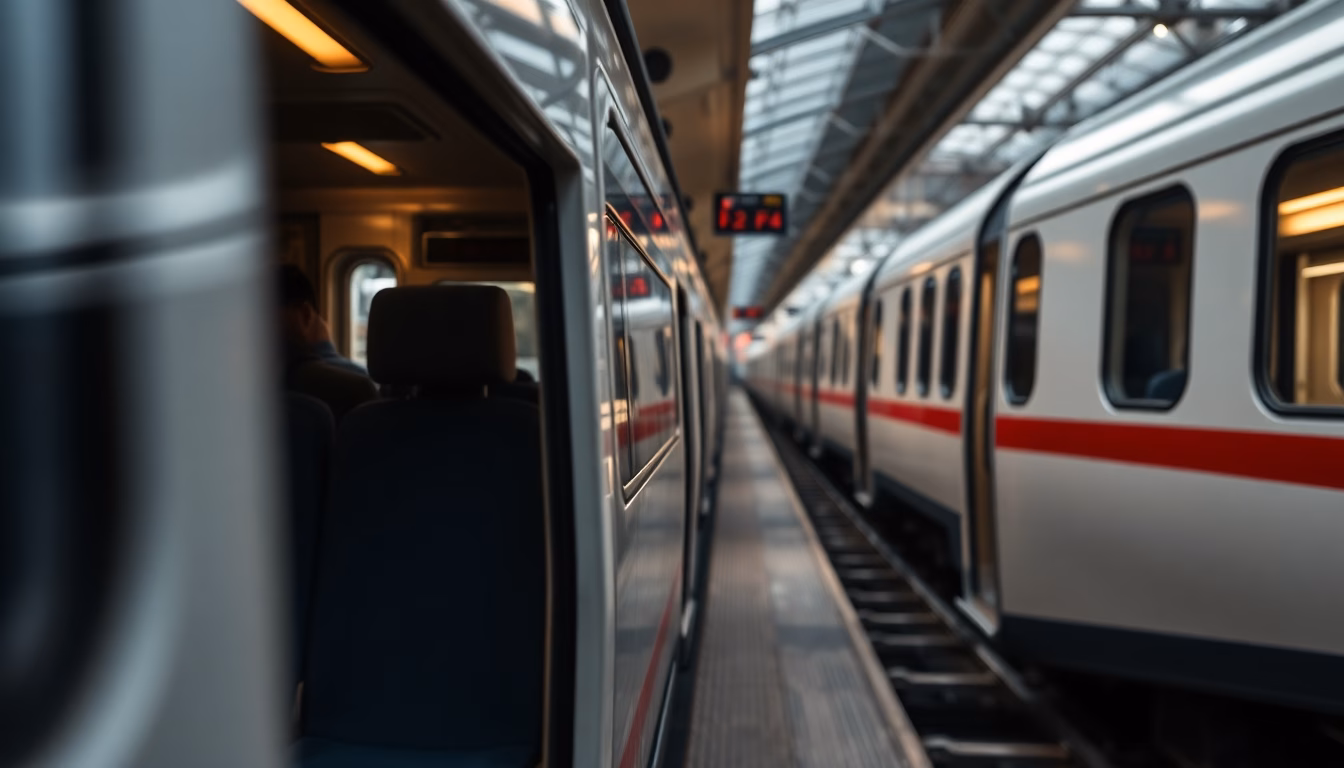 horaire de train sur smartphone avec une personne souriante