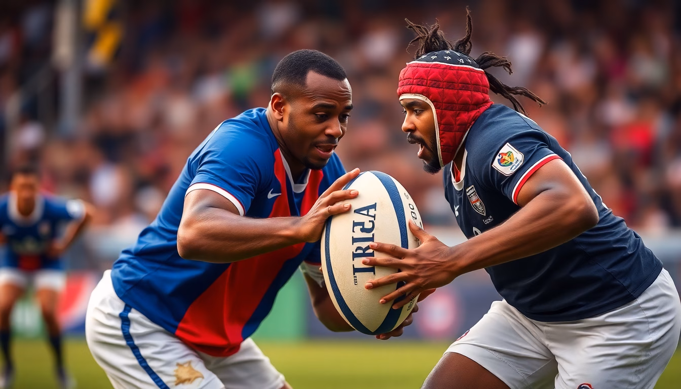 joueur de rugby français et joueur fidjien