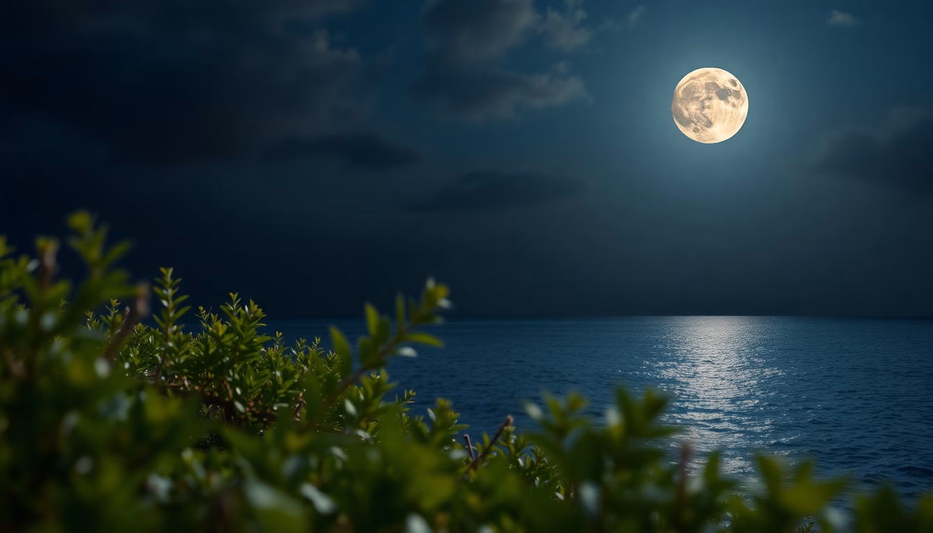 Nuit étoilée avec pleine lune