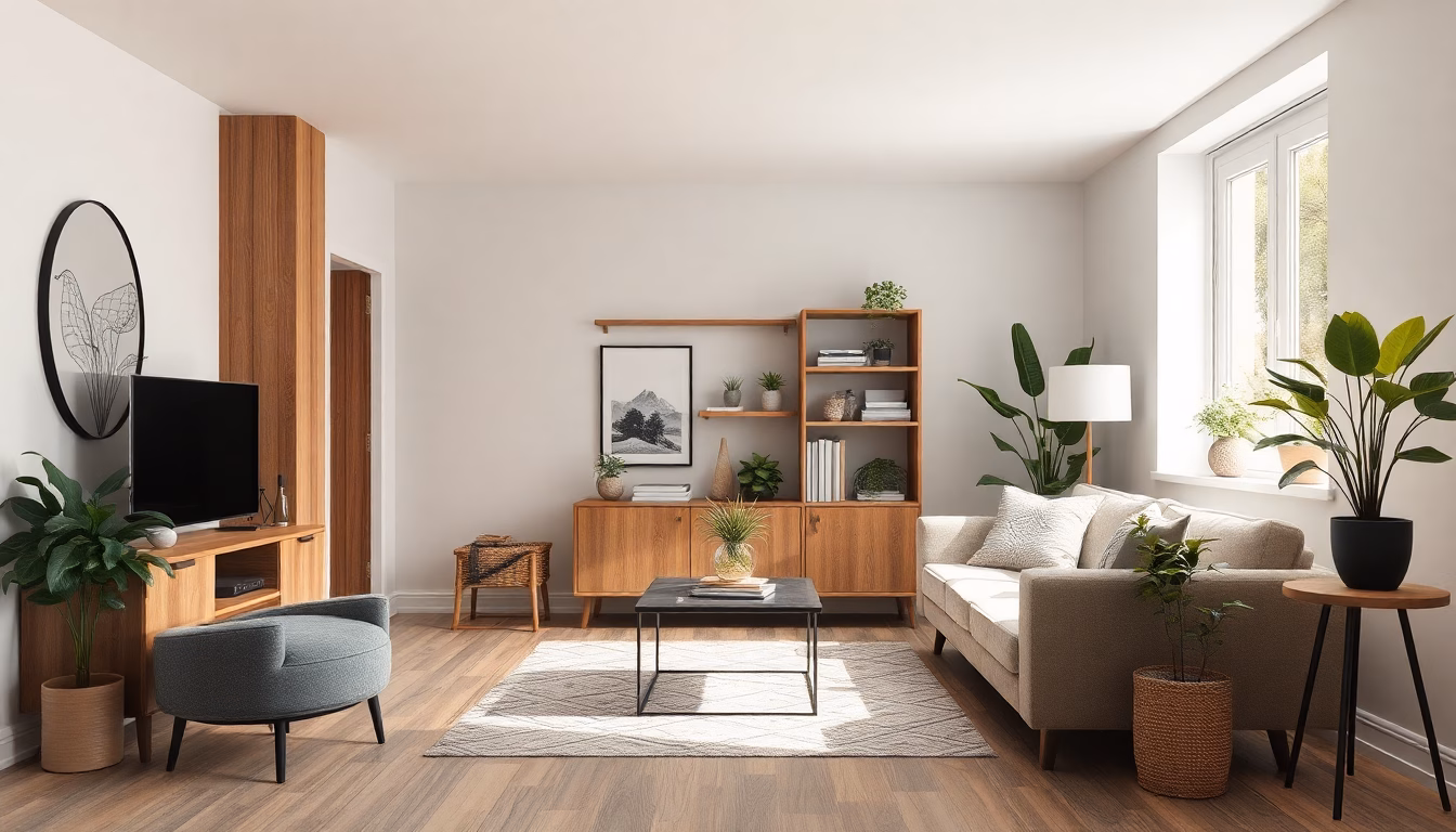 Salon moderne et cosy décoré avec goût