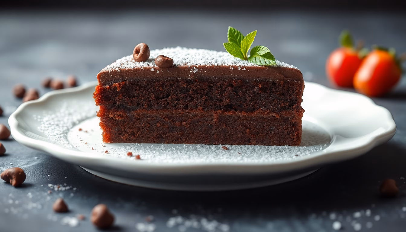 Gâteau au chocolat maison appétissant et décoré